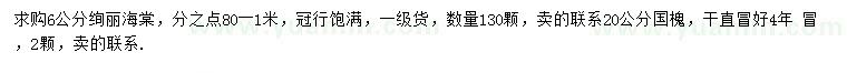 求購6公分絢麗海棠、20公分國槐