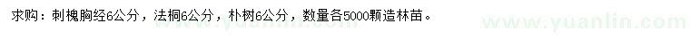 求購刺槐、法桐、樸樹