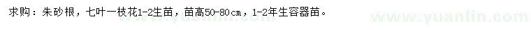 求購高50-80公分朱砂根、七葉一枝花