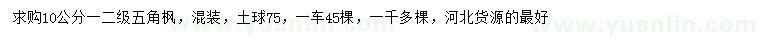 求購(gòu)10公分五角楓