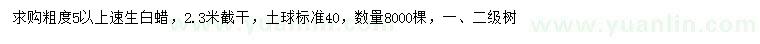 求購5公分以上速生白蠟