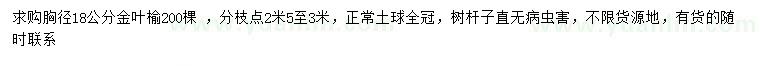 求購(gòu)胸徑18公分金葉榆