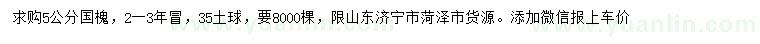 求購(gòu)5公分國(guó)槐