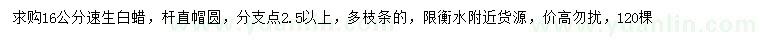 求購16公分速生白蠟