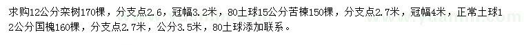 求購欒樹、苦楝、國槐