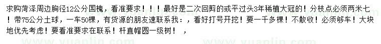 求購胸徑12公分國槐