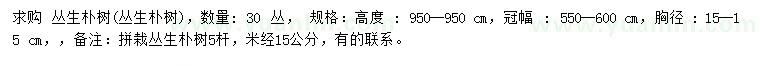 求購胸徑15公分叢生樸樹