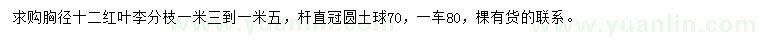 求購(gòu)胸徑12公分紅葉李