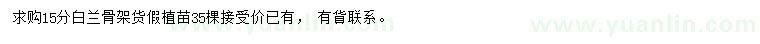 求購(gòu)15公分白蘭