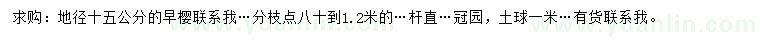 求購地徑15公分早櫻