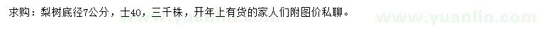 求購(gòu)地徑7公分梨樹