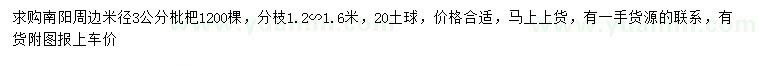 求購(gòu)米徑3公分枇杷