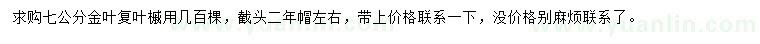 求購(gòu)7公分金葉復(fù)葉槭