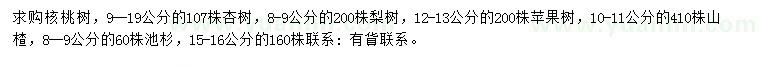 求購核桃樹、杏樹、梨樹等