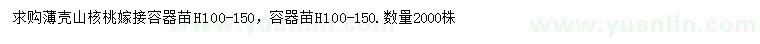 求購高100-150公分薄殼山核桃