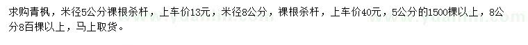 求購米徑5、8公分青楓