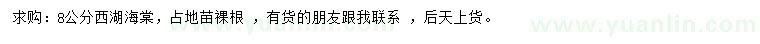 求購(gòu)8公分西府海棠