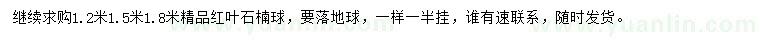 求購1.2、1.5、1.8米紅葉石楠球