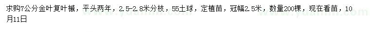 求購7公分金葉復葉槭