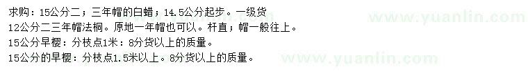 求購白蠟、法桐、早櫻