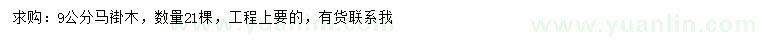 求購9公分馬褂木
