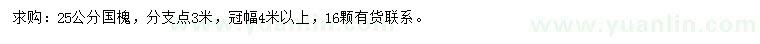 求購(gòu)25公分國(guó)槐