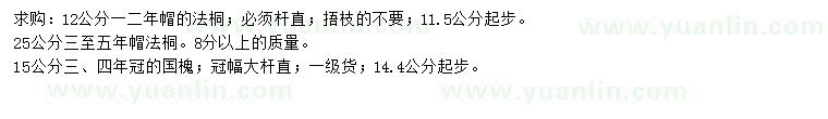 求購12、25公分法桐、15公分國槐