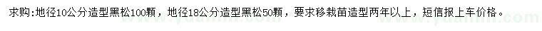 求購地徑10、18公分造型黑松