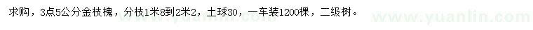 求購(gòu)3.5公分金枝槐