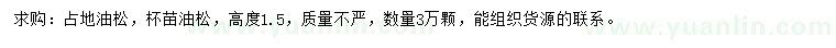 求購高1.5米油松