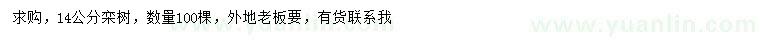 求購14公分欒樹