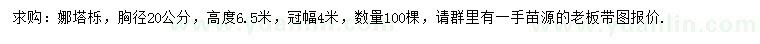 求購(gòu)胸徑20公分娜塔櫟