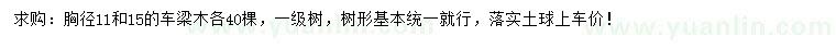 求購胸徑11、15公分車梁木