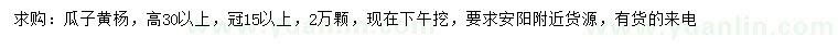 求購高30公分以上瓜子黃楊