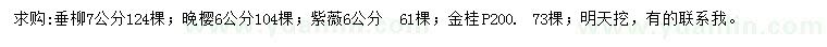 求購(gòu)垂柳、晚櫻、紫薇等