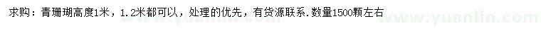 求購(gòu)高1、1.2米青珊瑚