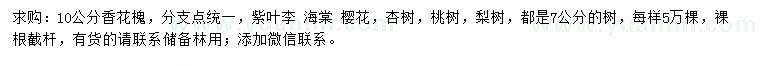 求購香花槐、紫葉李、海棠等