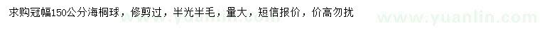 求購冠幅150公分海桐球