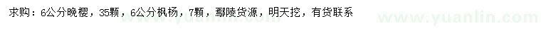 求購(gòu)6公分晚櫻、楓楊