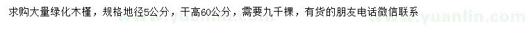 求購(gòu)地徑5公分木槿