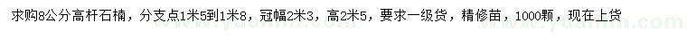 求購8公分高桿石楠