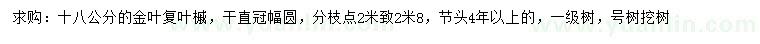 求購18公分金葉復(fù)葉槭