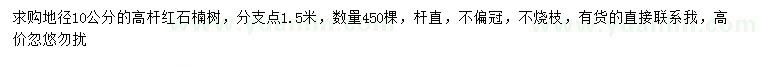 求購地徑10公分高桿紅石楠