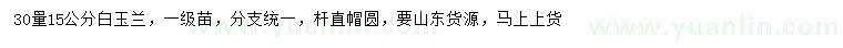 求購30量15公分白玉蘭