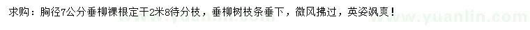 求購胸徑7公分垂柳