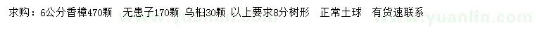 求購香樟、無患子、烏桕