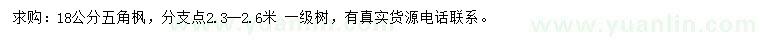 求購18公分五角楓