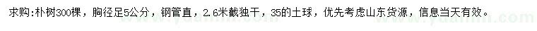 求購胸徑5公分樸樹