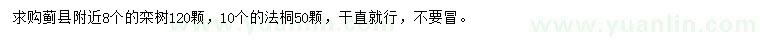 求購8公分欒樹(shù)、10公分法桐