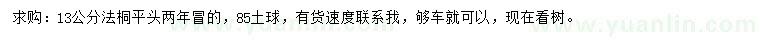 求購13公分法桐